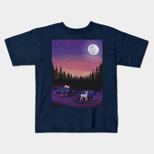 Magic landscape with deers Kids T-Shirt